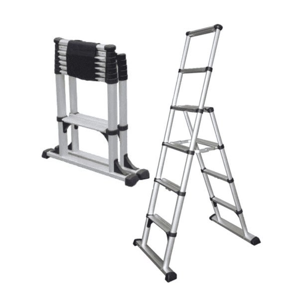 Telesteps 6 ft Telescoping A-Frame Step Ladder, 10 ft Reach, 29.5 in Closed Height, 375 lb Type 1AA (10ES)