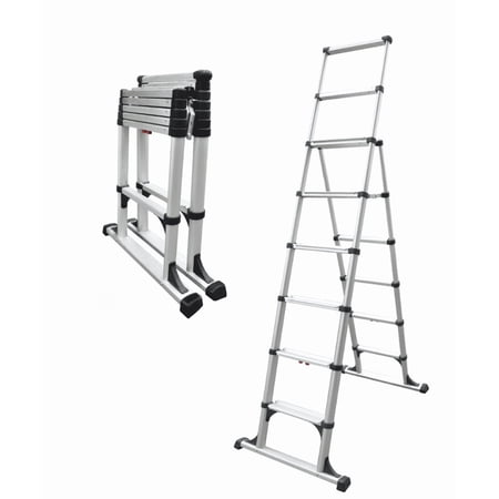 Telesteps 12ES 8 ft Aluminum Telescoping A-frame Step Ladder, 12 ft Reach, 375 lb Capacity, Type 1AA