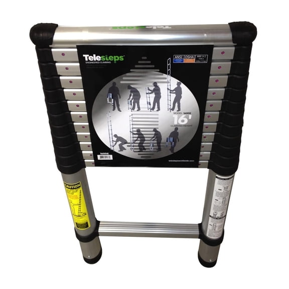 Telesteps 12.5ft Telescoping Extension Ladder 16ft Reach, 250lb (1600E)