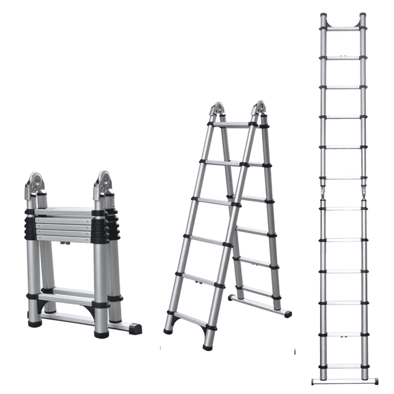 Telesteps Telescoping Combination Ladder, 6 ft A-Frame, 15 ft Reach Extension Ladder, 34.5 in Closed Height, 250 lb Type I (612TC)