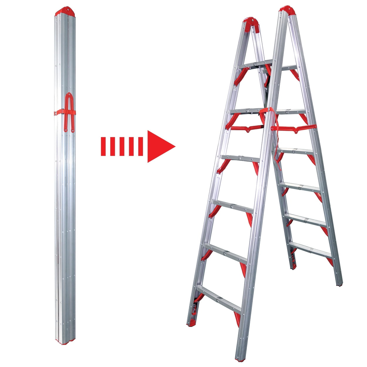 Telesteps 700FLD OSHA Compliant 7 ft Double sided folding step ladder (STIK)