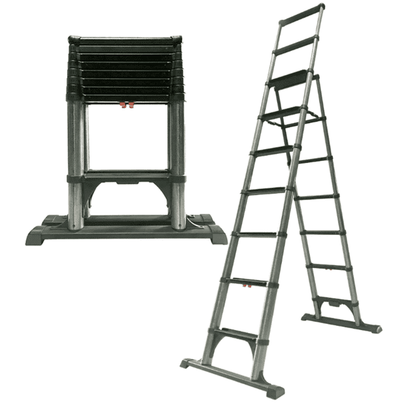 Telesteps 8.5 ft Non-Conductive Kevlar Telescoping A-Frame Step Ladder, 12 ft Reach, 31 in Closed Height, 375 lb Type 1AA (125EKS)