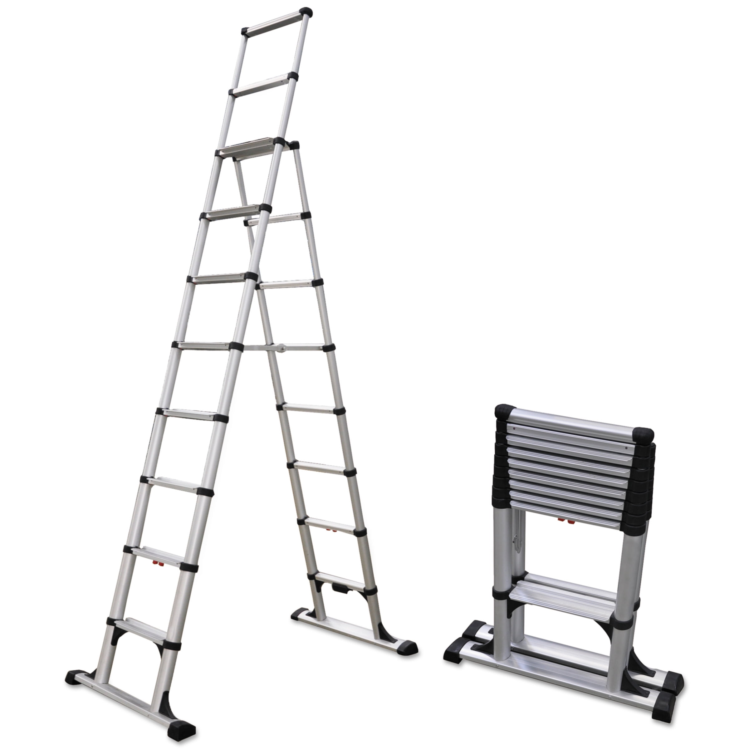 12 ft Reach Professional Wide Step Telescoping A-frame Ladder