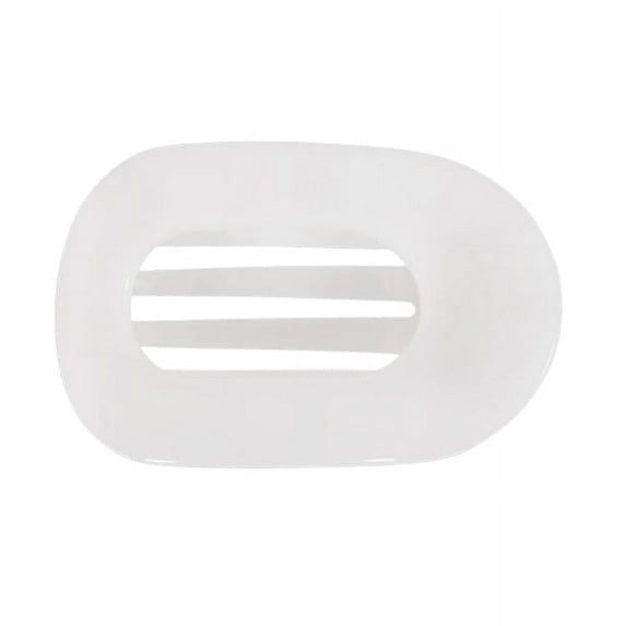 Teleties Coconut White Flat Round Clip - Medium 3.9inches Medium-3.9inches
