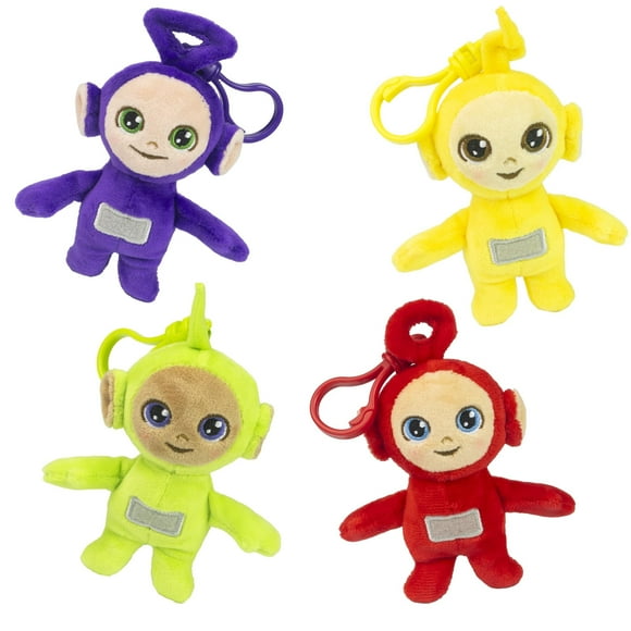 Teletubbies 4-Pack 4-inch Plush Clip-Ons with Tinky Winky, Dipsy, Po, Laa Laa