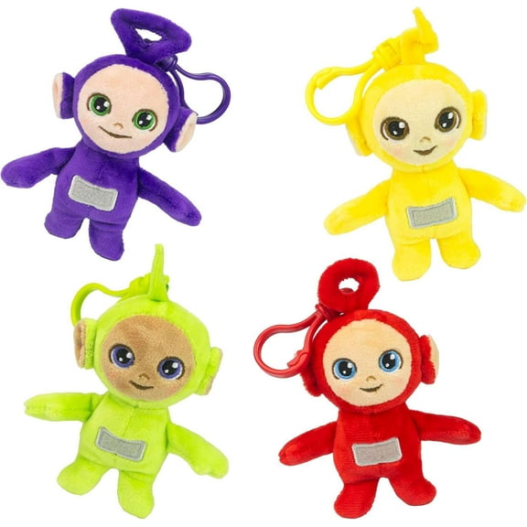 Teletubbies CheeBee Tinky Winky, Dipsy, Po & Laa Laa Set of 4 Plush Backpack Clip