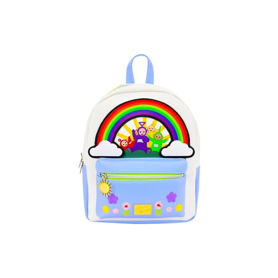Teletubbies Mini Backpack, Rainbow Flower Design, Small Travel Bag for Men and Women, Multi