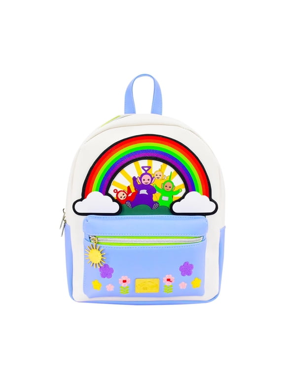 Mini Backpack, Rainbow Flower Design, Small Travel Bag for Men and Women, Multi