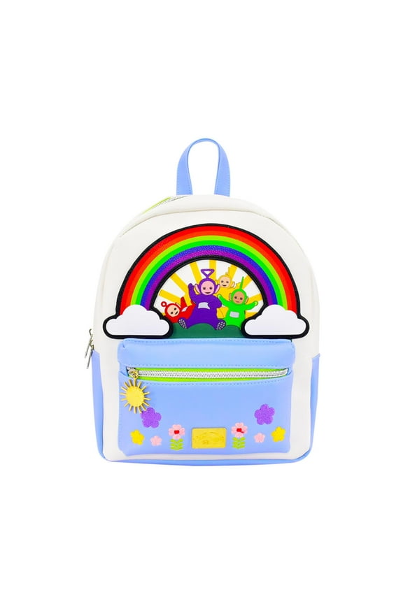 Mini Backpack, Rainbow Flower Design, Small Travel Bag for Men and Women, Multi