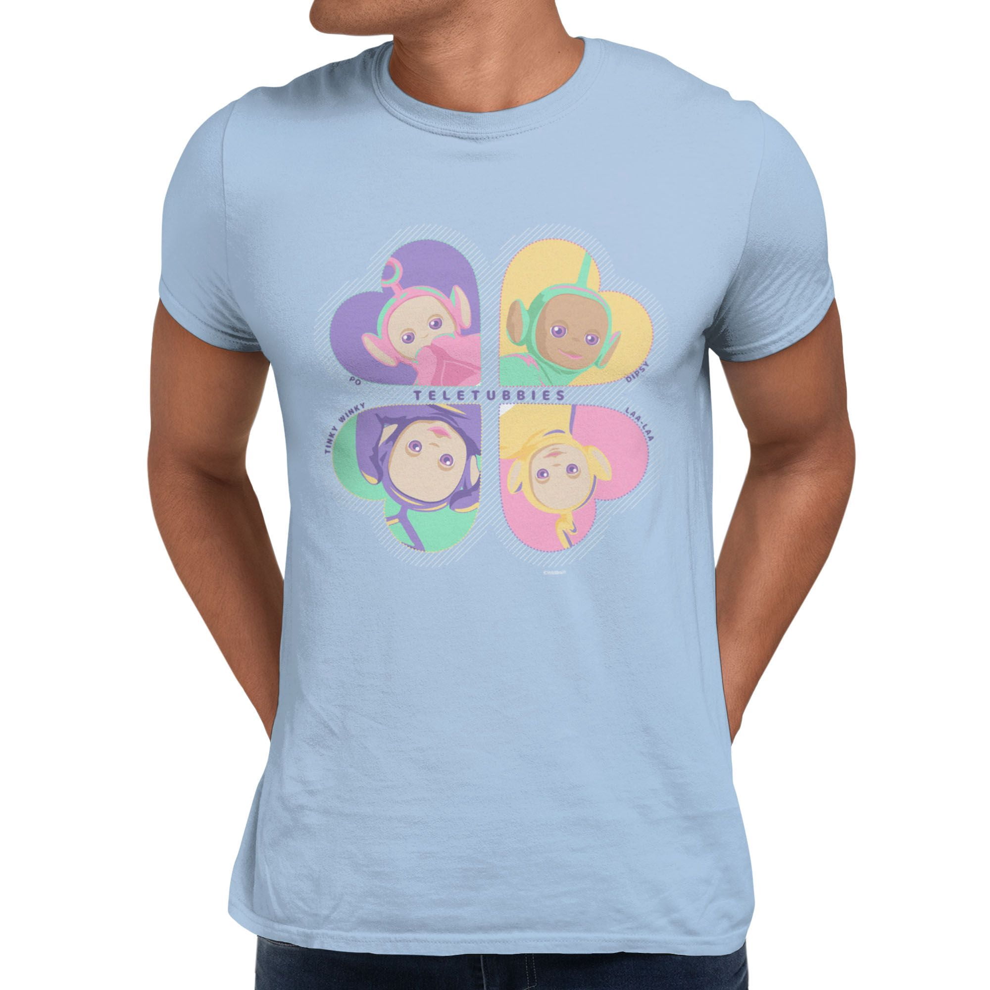 Teletubbies Vintage Pastel Heart Shaped Clover Group Men's T Shirt