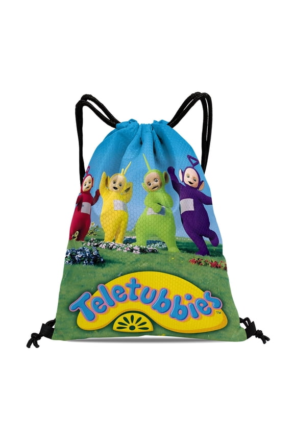 Teletubbies-theme Drawstring Backpack Sports Gym Bag Water Resistant String Bag Cinch Bag12X1630X40cm