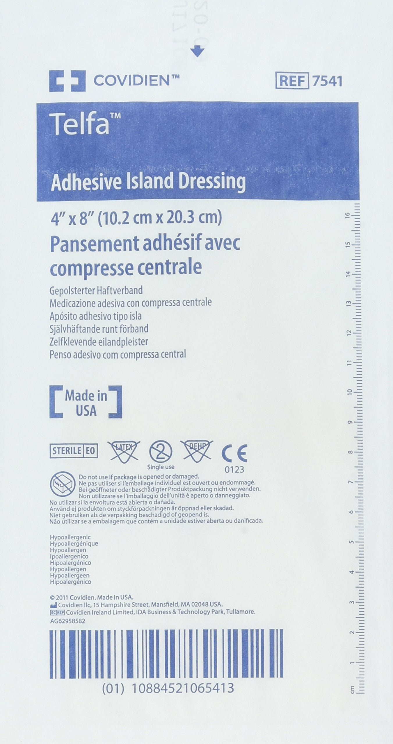 Telfa Adhesive Island Wound Dressing 4" x 8" Box of 25
