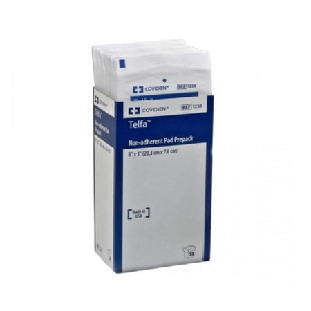 Telfa Ouchless Non-adherent Pads, Cotton, 3 Inches x 8 Inches, White, Sterile, 600 Count