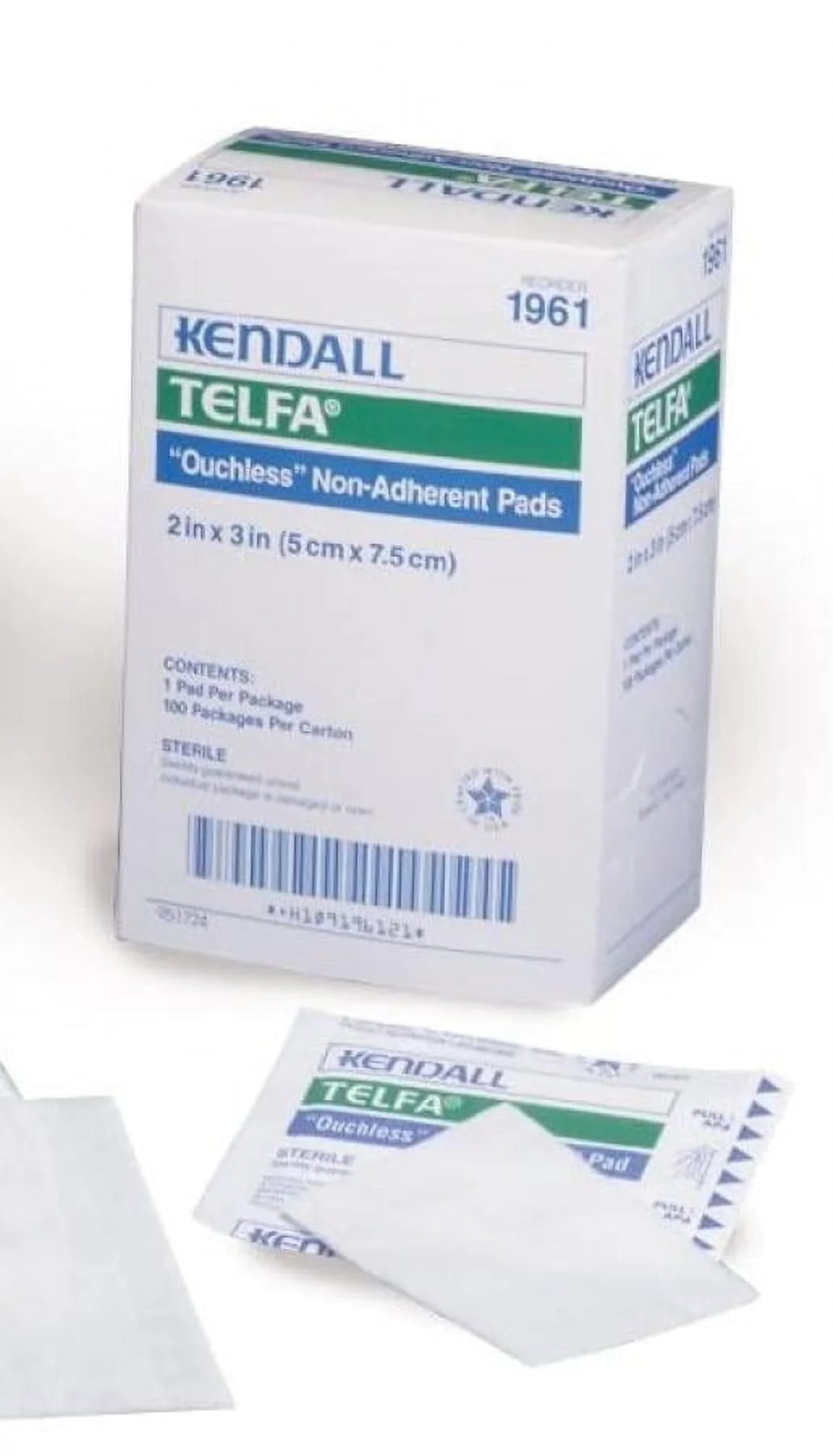 Telfa Ouchless Nonadherent Pads, Cotton, Rectangle, 2 Inches x 3