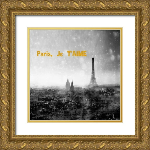 Telik, Tracey 12x12 Gold Ornate Wood Framed with Double Matting Museum Art Print Titled - Paris Je Aime Enlight
