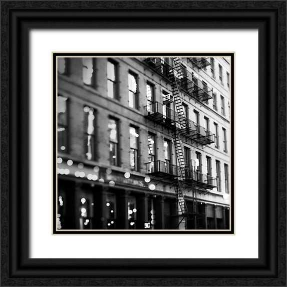 Telik, Tracey 26x26 Black Ornate Wood Framed with Double Matting Museum Art Print Titled - Soho Buildings BW