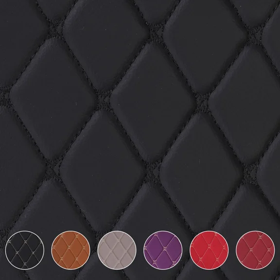 Telimocy 59" W Quilted Faux Leather Fabric Foam Backed for Cars Seat Headliner Upholstery Furniture Headboards Crafts, Black, 2 Yards