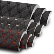 Telimocy 63" W Faux Leather Fabric Automotive Headliners Fabric Vinyl Quilted Foam Padded Upholstery Material for Car Seat Trunk Floor Mat Furniture Sofa DIY Black 1 Yard