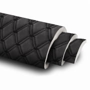 Telimocy 63" W Faux Leather Fabric Quilted Auto Headliners Fabric for Car Upholstery Seat Furniture Headboards Sofa Decor DIY, 0.24" Foam Padded Backing Material Black 1 Yard