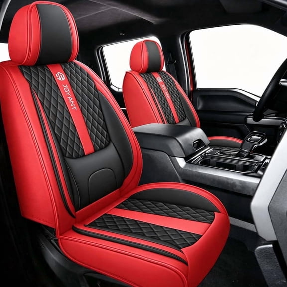 Telimocy Car Seat Cover Custom Fit for Ford F-150 2009-2026, Waterproof Faux Leather Pickup Truck Seat Cushion Protector Airbag Compatible Full Set Red