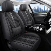 Telimocy Car Seat Cover for Hyundai Tucson Elantra Sonata Accent Santa Cruz 2000-2026, Waterproof Nappa Leather Auto Seat Cushion Protector Full Set with Lumbar Support Black