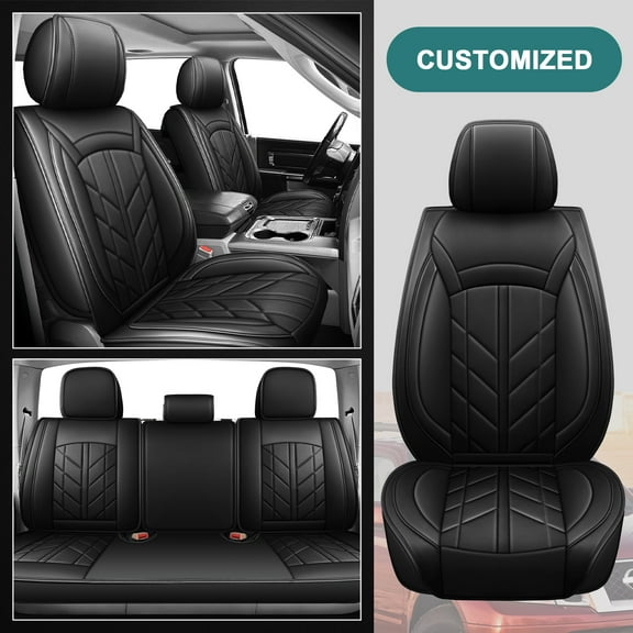 Telimocy Car Seat Cover Tailored FOR Nissan Frontier 2013-2021 Black Car Seat Cover 5-seat Faux Leather Full Set Protector