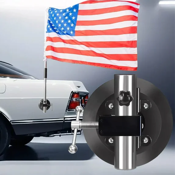 Telimocy Flagpole Suction Cup Holder, Universal Multi-Function Flag Pole Mounting Bracket for Car SUV ATV UTV Truck Jeep, No Drilling