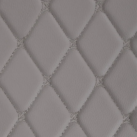 Telimocy Vinyl Leather Fabric Diamond Quilted Faux Leather Material 6mm Foam Backed for DIY Crafts Sewing Car Headliner Furniture Upholstery Headboards, 59" W, Gray, 1 Yard