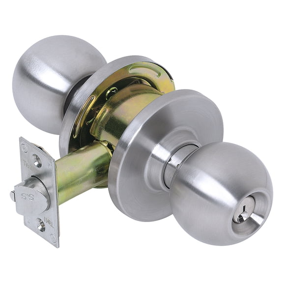 Tell CL100008 Commercial Ball Entry Knob Lock, Satin Satinless Steel