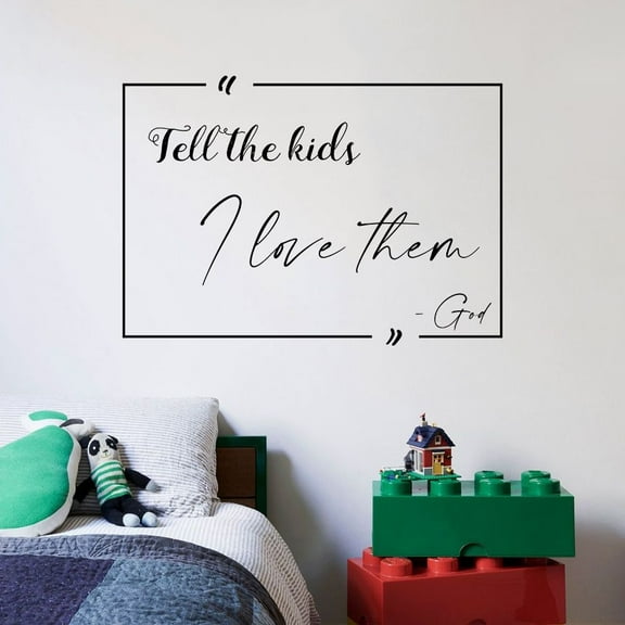 Tell The Kids I Love Them God Religion Quote Positive Life Inspiration Quotes Saying Wall Art Sticker Designs Vinyl Stickers For Home House Walls Rooms Windows Bedroom Decoration Size (8x10 inch)