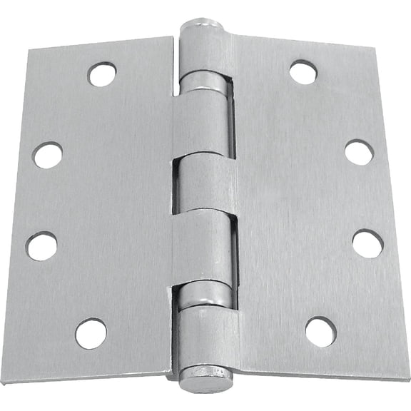 Tell Manufacturing Ball Bearing Hinges with Non-Removable Pin, 4.5x4.5 Inch Commercial Full Mortise Square Hinge 3 Pack in Satin Chrome with a Template Screw Pattern, HG100005