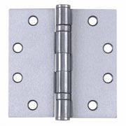 Tell Manufacturing Ball Bearing Hinges with Non-Removable Pin, 4.5x4.5 Inch Commercial Full Mortise Square Hinge 3 Pack in Satin Chrome with a Template Screw Pattern, HG100005