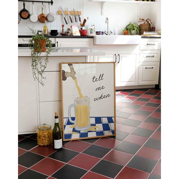 Tell Me When Beer Print Blue Retro Pub Art, Unframed Poster