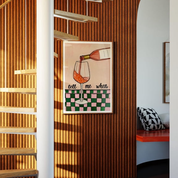 Tell Me When Playful Wine Retro Quote Art, Unframed Canvas 24x36in