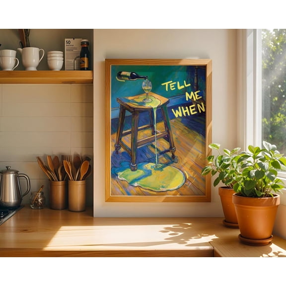 Tell Me When Vertical Wall Art Poster Blue, Unframed Canvas Size 8x12