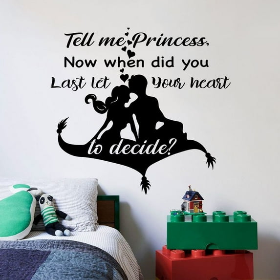 Tell Me Princess Aladdin Quote Disney Cartoon Quotes Wall Sticker Art Decal for Girls Boys Room Bedroom Nursery Kindergarten House Fun Home Decor Stickers Wall Art Vinyl Decoration Size (30x30 inch)