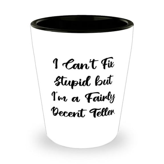Teller Gifts For Men Women, I Can't Fix Stupid but I'm a Fairly, Appreciation Teller Shot Glass, Ceramic Cup From Team Leader, Gift ideas for her, Gift ideas for him, Gift ideas for, Christmas gift