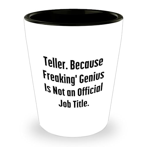 Teller Shot Glass, Funny Quote 'Because Freaking genius Is Not An Official Job Title., Gifts from Friends for Teller, Birthday Unique Gifts