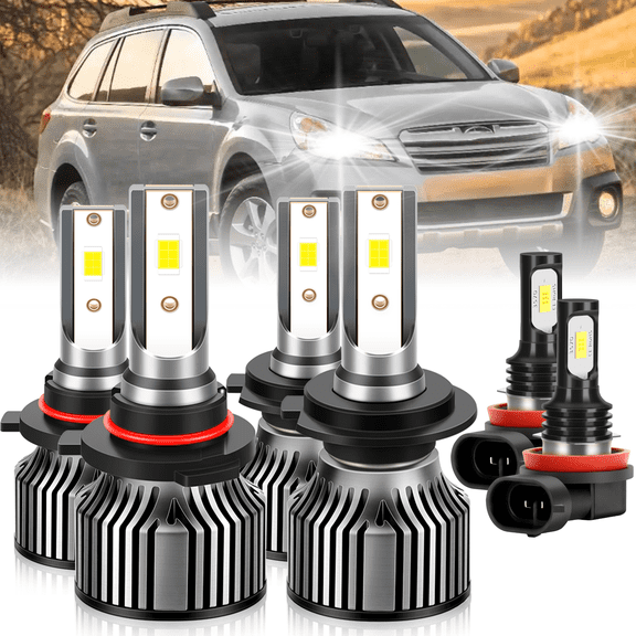 Telligible For Subaru Outback 2010-2014 LED Headlight Bulbs 6500K 6X LED Headlight High Low Fog Light Bulbs Combo