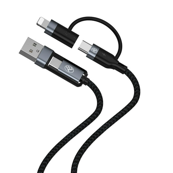 Tellur 4-in-1 USB/USB-C to USB-C/Lightning Cable, 1m, Black, Compatible with Devices USB-C/Lightning Port