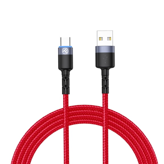 Tellur Data Cable USB to Type-C with LED Light, 3A, Compatible with Type-C Devices, 1.2m, Red