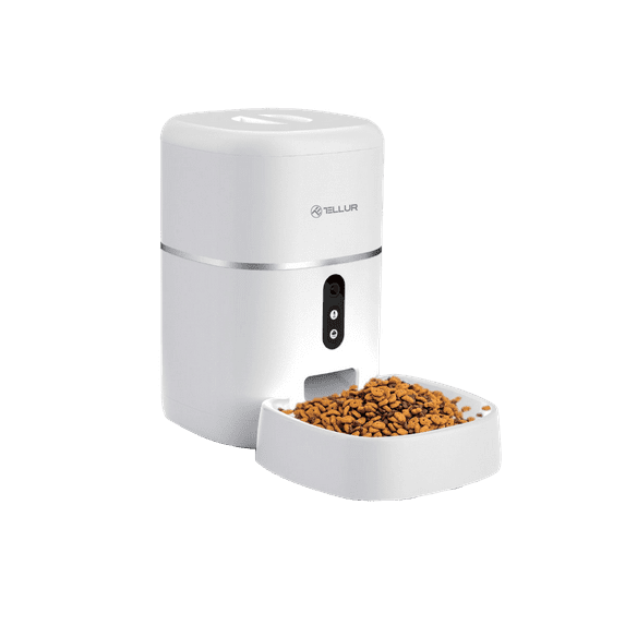 Tellur Smart Wifi Pet Feeder, UltraHD Camera, 4l, White