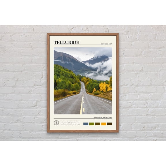Telluride Oil Paint Travel Poster, USA Mountain Town Wall Art Print