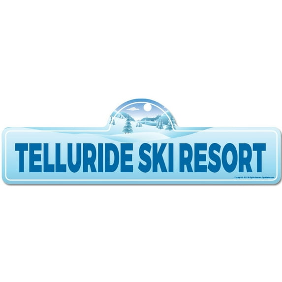 Telluride Ski Resort Street Sign | Indoor/Outdoor | Skiing Skier Snowboarder Décor for Ski Lodge Cabin Mountian House | SignMission personalized gift