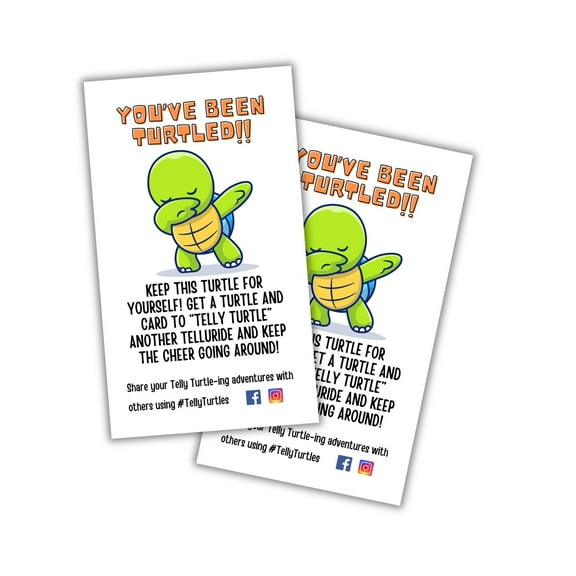 Telly Telly Telluride Turtle Cards Tags 50pk 2x3.5 Figurine Youve been Turtled for Ki a SUV Car Game Duck Duck Ducked Rubber
