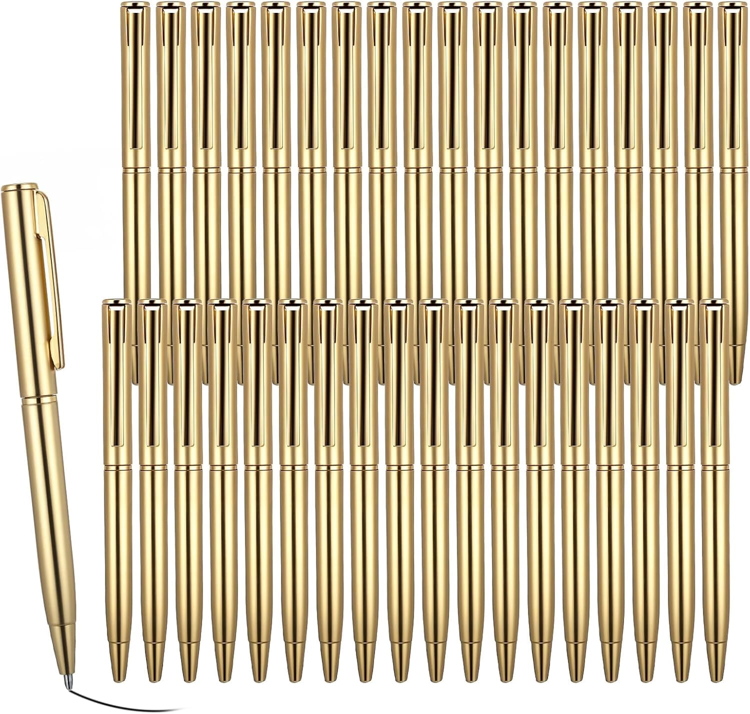 Telooco 36 Pcs Gold Pens for Writing, Mini Rotating Ballpoint Pen, 4" Guest Book Pens Gold Gel Pen for Weddings, Parties, Business Offices, Schools, Hospitals,