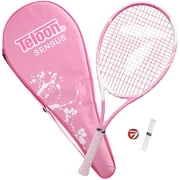 Teloon High Quality Tennis Racquet with Bag Cover Shock Absorber, Carbon Fiber Pink, 280g