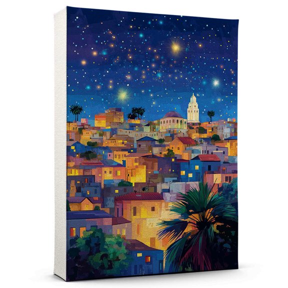 Tels Travel Starry Night Canvas Print, Aviv Canvas Wall art, Tels Map Canvas, Aviv Travel Art Picture Print -96AZ1354