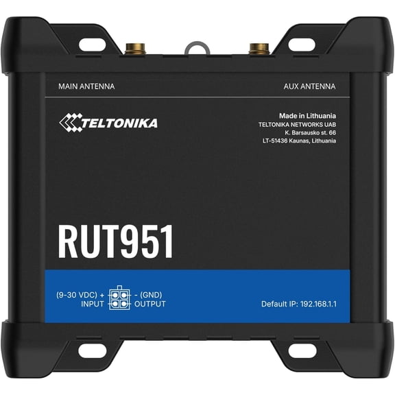 Teltonika RUT951 Industrial 4G LTE Cellular Router, Cat 4 up to 150 Mbps, Dual SIM Failover, 4? Ethernet Ports, 2.4GHz WiFi, VPN & RutOS, Remote Management