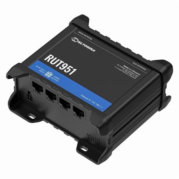 Teltonika Networks RUT951A10P00 Industrial PoE Plus Cellular Router with 4G LTE CAT4 Connectivity, Dual SIM